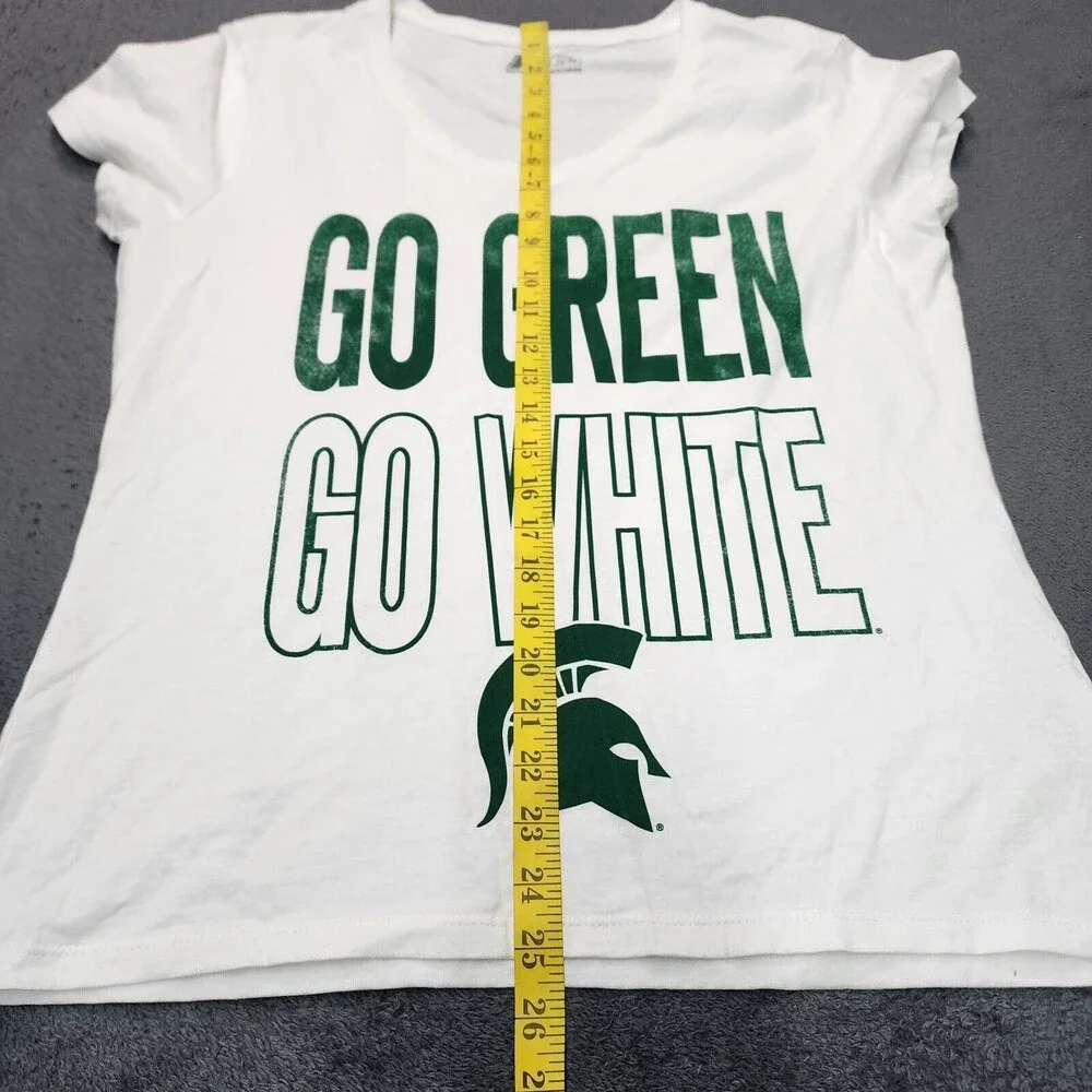 Russell Michigan State "GO GREEN GO WHITE" Women’s V-neck T-shirt Size L - Picture 6 of 10